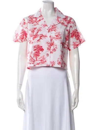 Pre-owned Cara Cara Printed Short Sleeve Top In Blue