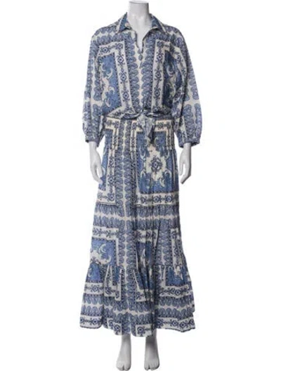 Pre-owned Cara Cara Printed Skirt Set In Blue