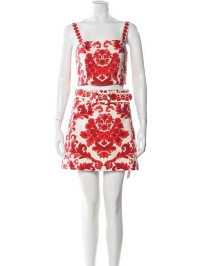 Pre-owned Cara Cara Printed Skirt Set In White