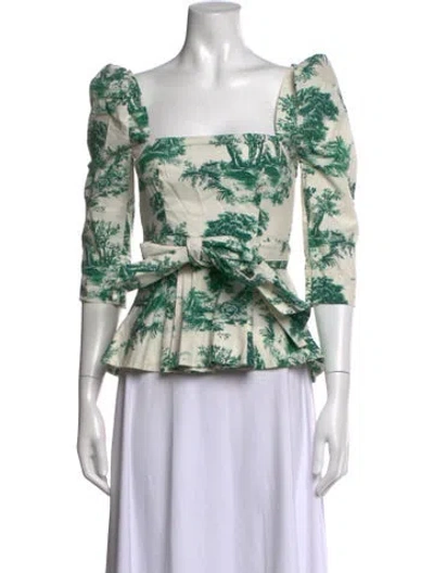 Pre-owned Cara Cara Printed Square Neckline Blouse In Neutral