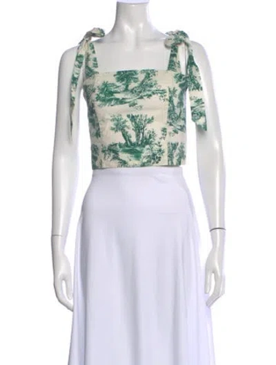 Pre-owned Cara Cara Printed Square Neckline Crop Top In Neutral