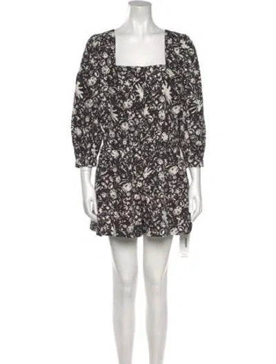 Pre-owned Cara Cara Printed Square Neckline Romper In Black