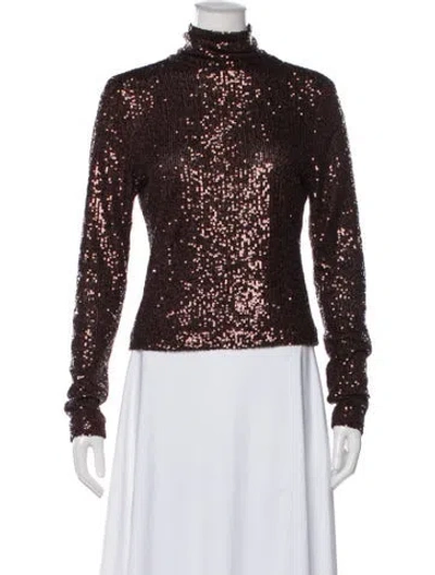 Pre-owned Cara Cara Printed Turtleneck Top In Brown