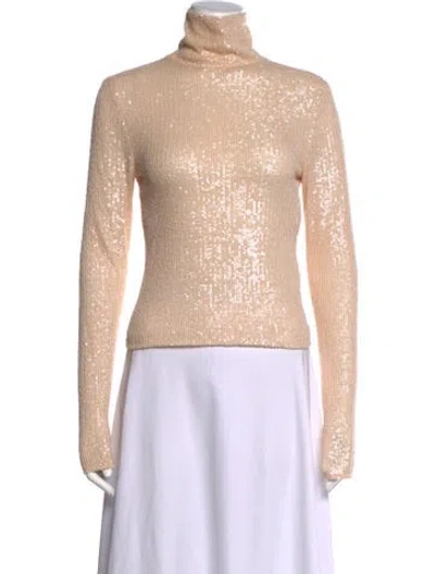 Pre-owned Cara Cara Printed Turtleneck Top In Metallic/neutrals