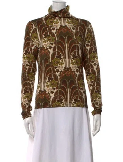 Pre-owned Cara Cara Printed Turtleneck Top In Multicolor