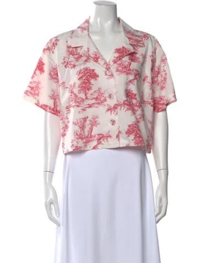 Pre-owned Cara Cara Printed V-neck Button-up Top In Yellow