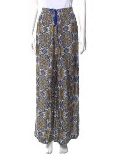 Pre-owned Cara Cara Printed Wide Leg Pants In Blue