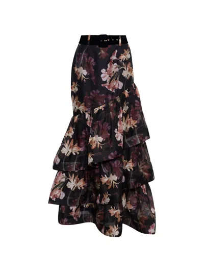 Cara Cara Priya Floral-print Tiered Maxi Skirt In Multi