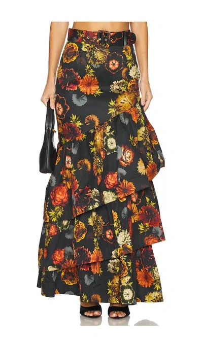 Cara Cara Priya Skirt In Black Harvest Bloom