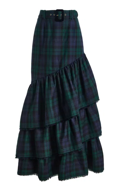 Cara Cara Priya Virgin Wool Maxi Skirt In Plaid