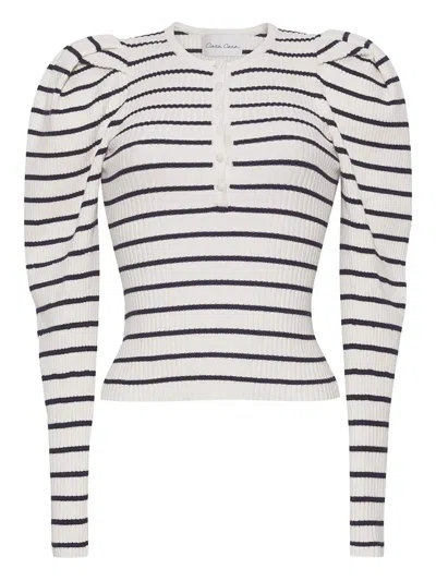 Cara Cara Puff-sleeve Striped Top In Multi