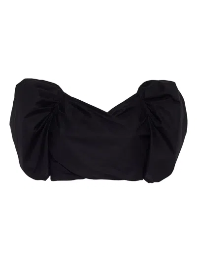 Cara Cara Puff-sleeve Wrap Top In Black