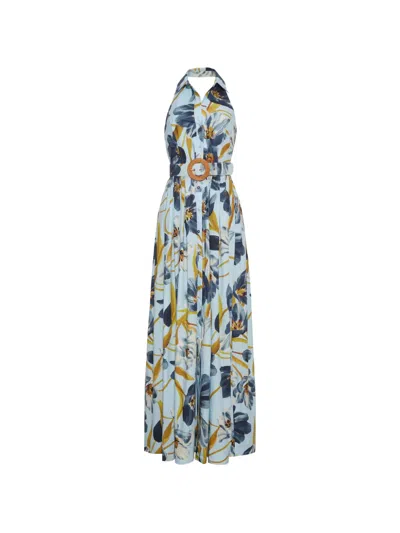 Cara Cara Quentin Floral Belted Dress In Blue