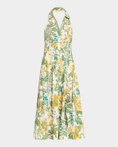 Cara Cara Rashida Floral Poplin Halter Dress In Multi