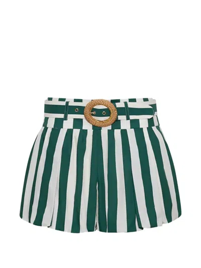 Cara Cara Ray Striped Belted Shorts In Green