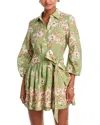 Cara Cara Raya Floral Print Linen Mini Dress In Green