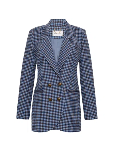 Cara Cara Remy Double-breasted Wool Blazer In Blue