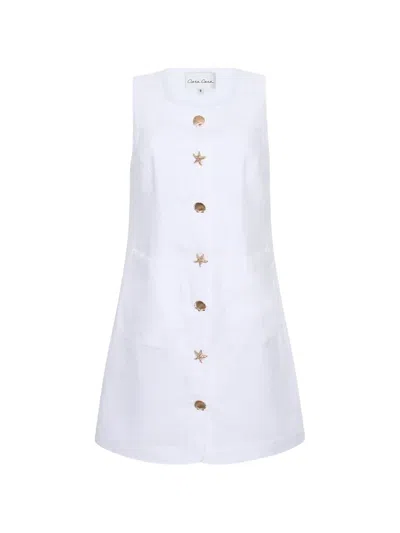 Cara Cara Rhapsody Shell-button Mini Dress In White
