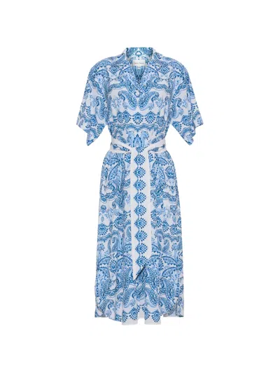 Cara Cara Rhodes Paisley-print Dress In Blue