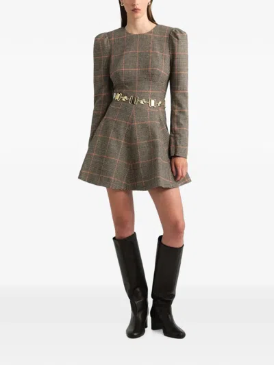 Cara Cara Rizzo Plaid Mini Dress In Brown