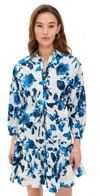 Cara Cara Robin Puff-sleeve Floral Poplin Mini Dress In Altha Flora Stone