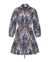 Cara Cara Robin Puff-sleeve Floral Poplin Mini Dress In Blue