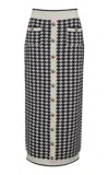 Cara Cara Ronnie Houndstooth Wool-cashmere Midi Skirt In Black,white