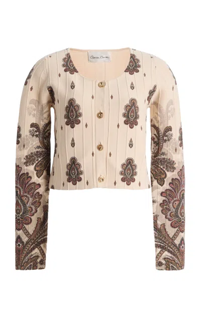 Cara Cara Rose Knit Cardigan In Ivory