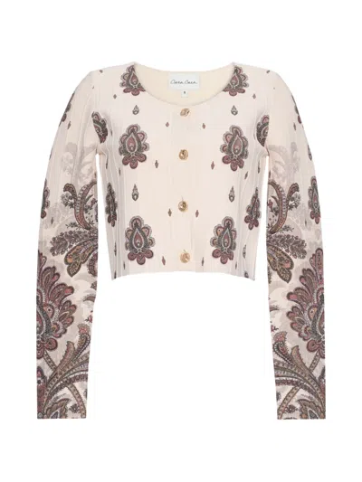 Cara Cara Rose Paisley-print Cardigan In Neutral