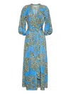 Cara Cara Rosewood Floral-print Midi Dress In Blue