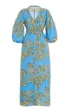 Cara Cara Rosewood Floral-print Midi Dress In Blue