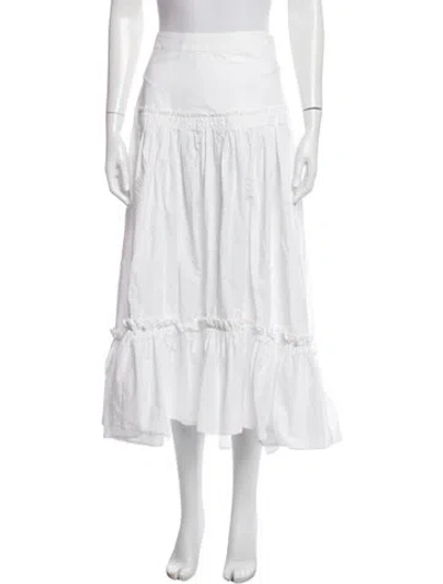 Pre-owned Cara Cara Ruffle Embellishment Long Skirt In White