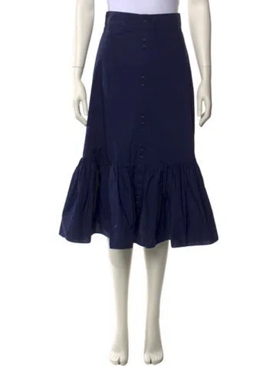 Pre-owned Cara Cara Ruffle Embellishment Midi Length Skirt In Blue