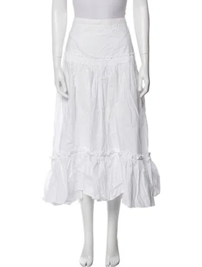 Pre-owned Cara Cara Ruffle Embellishment Midi Length Skirt In White