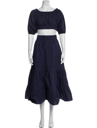Pre-owned Cara Cara Ruffle Embellishment Skirt Set In Blue