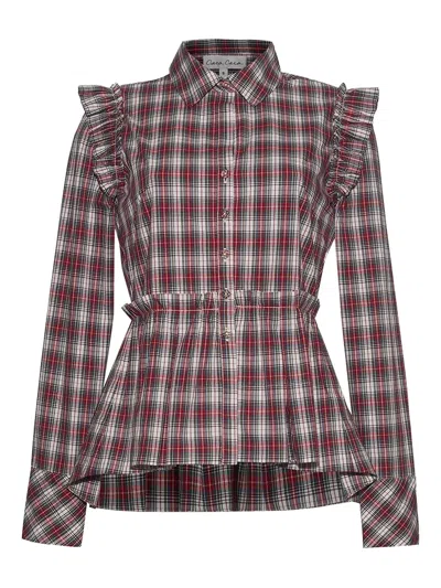 Cara Cara Ruffled Plaid Shirt In Multi