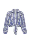 Cara Cara Rumson Tie-front Button-up Shirt In Blue