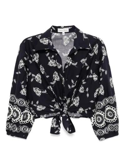 Cara Cara Rumson Cropped Top In Floret Evening Blue
