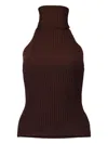 Cara Cara Samson Ribbed Turtleneck Top In Brown