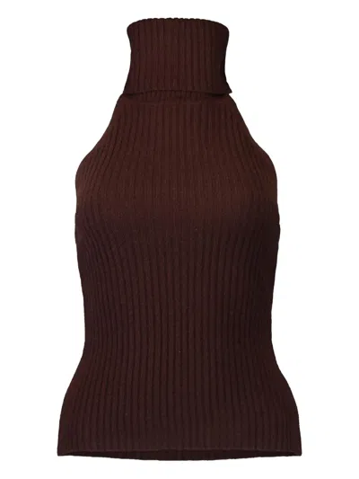 Cara Cara Samson Ribbed Turtleneck Top In Brown