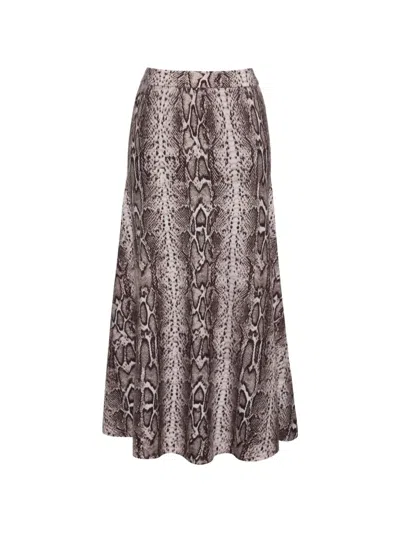 Cara Cara Sandra Snake-print Wool Midi Skirt In Multi