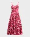 Cara Cara Santiago Bustier Tiered Floral Poplin Midi Dress In Multi