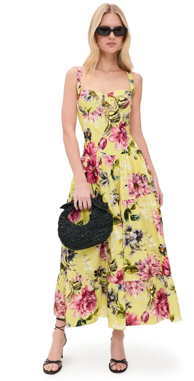 Cara Cara Santiago Dress Margaux Bloom Lemon In Yellow