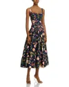 Cara Cara Santiago Floral Midi Dress In Stems Evening Blue