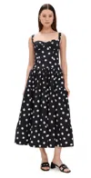 Cara Cara Santiago Smocked Tiered Polka-dot Cotton-poplin Midi Dress In Spot Black Egret