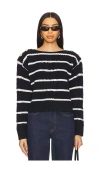 Cara Cara Sarita Cable-knit Striped Sweater In Navy