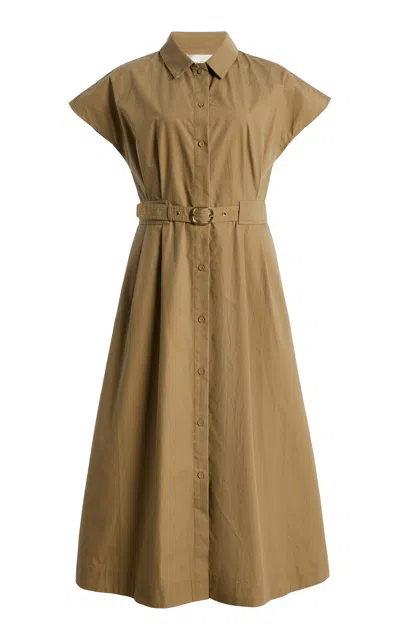 Cara Cara Sawyer Belted Cotton Midi Dress In Brown