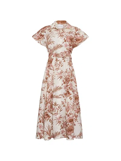 Cara Cara Sawyer Floral-print Midi Dress In Neutral