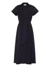 Cara Cara Asbury Self-tie Waist Cotton Poplin Midi Dress In Black