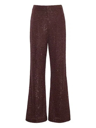 Cara Cara Sequined Straight Trousers In Brown